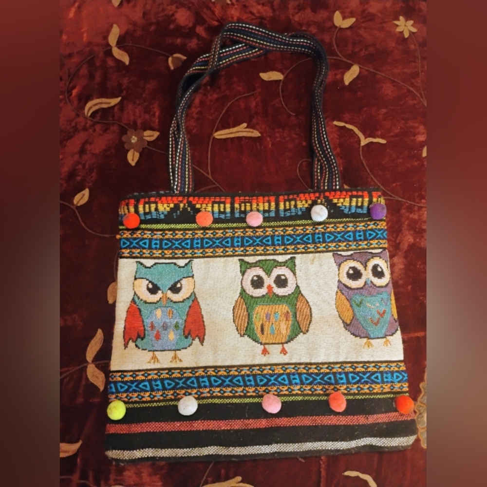 Colorful Owl Pattern Tote Bag